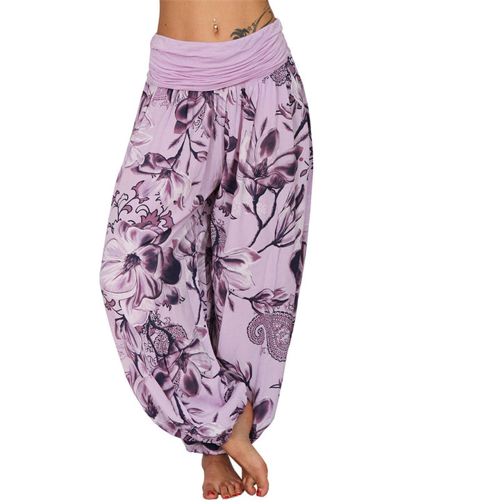 Buddha Stonesと花の葉柄のゆったりハーレムパンツ レディース ヨガパンツ - 紫 - US20、 UK/AU24、 EU52 (5XL) - image 16