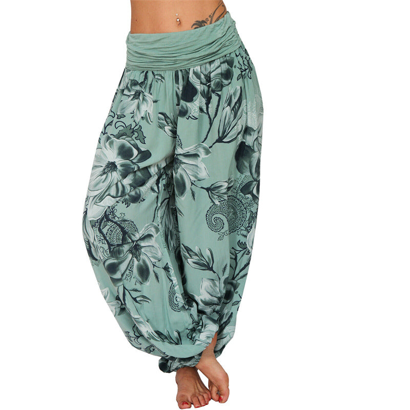 Buddha Stonesと花の葉柄のゆったりハーレムパンツ レディース ヨガパンツ - 緑 - US20、 UK/AU24、 EU52 (5XL) - image 28