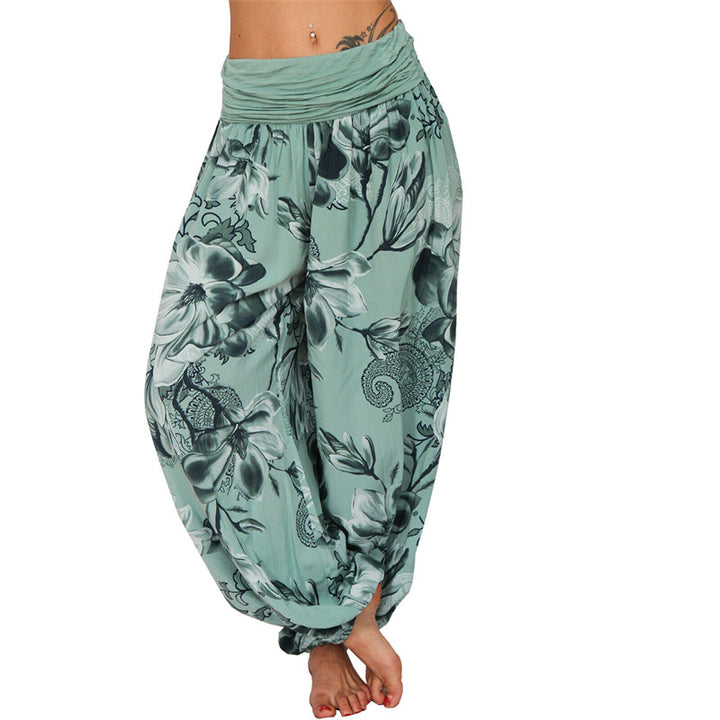 Buddha Stonesと花の葉柄のゆったりハーレムパンツ レディース ヨガパンツ - 緑 - US20、 UK/AU24、 EU52 (5XL) - image 28