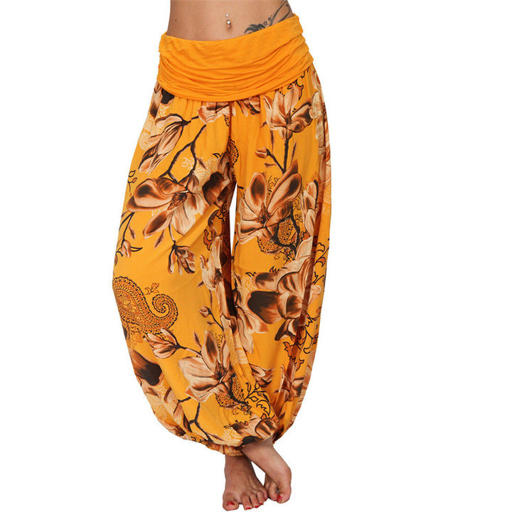 Buddha Stonesと花の葉柄のゆったりハーレムパンツ レディース ヨガパンツ - オレンジ - US20、 UK/AU24、 EU52 (5XL) - image 34