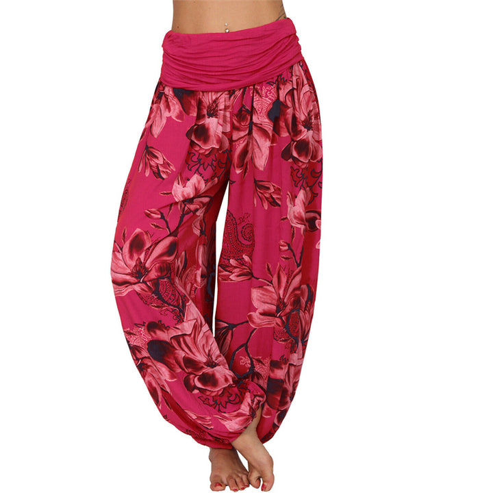 Buddha Stonesと花の葉柄のゆったりハーレムパンツ レディース ヨガパンツ - 赤 - US20、 UK/AU24、 EU52 (5XL) - image 37