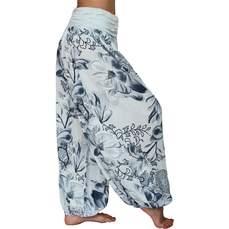 Buddha Stonesと花の葉柄のゆったりハーレムパンツ レディース ヨガパンツ - image 20