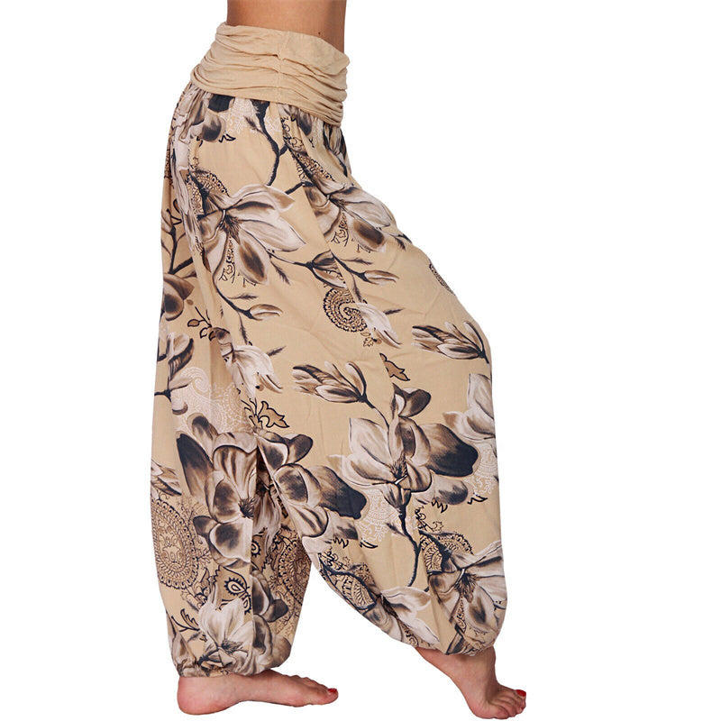 Buddha Stonesと花の葉柄のゆったりハーレムパンツ レディース ヨガパンツ - image 8
