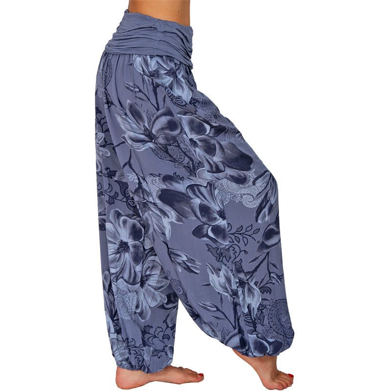 Buddha Stonesと花の葉柄のゆったりハーレムパンツ レディース ヨガパンツ - image 23