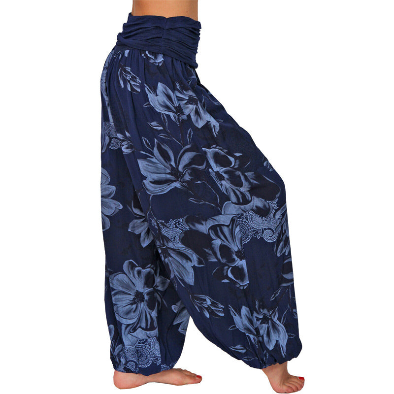 Buddha Stonesと花の葉柄のゆったりハーレムパンツ レディース ヨガパンツ - image 26