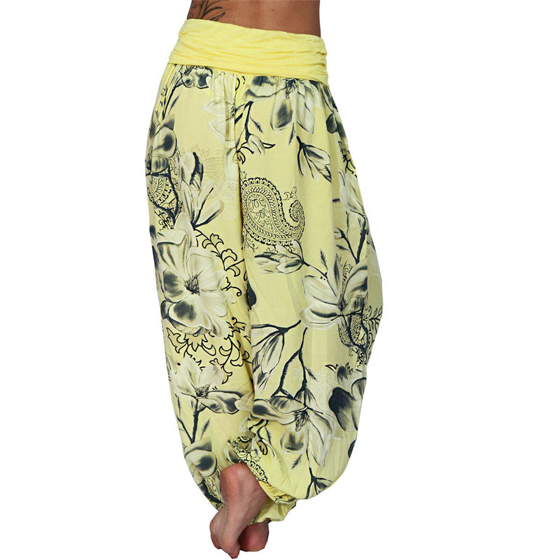 Buddha Stonesと花の葉柄のゆったりハーレムパンツ レディース ヨガパンツ - image 12