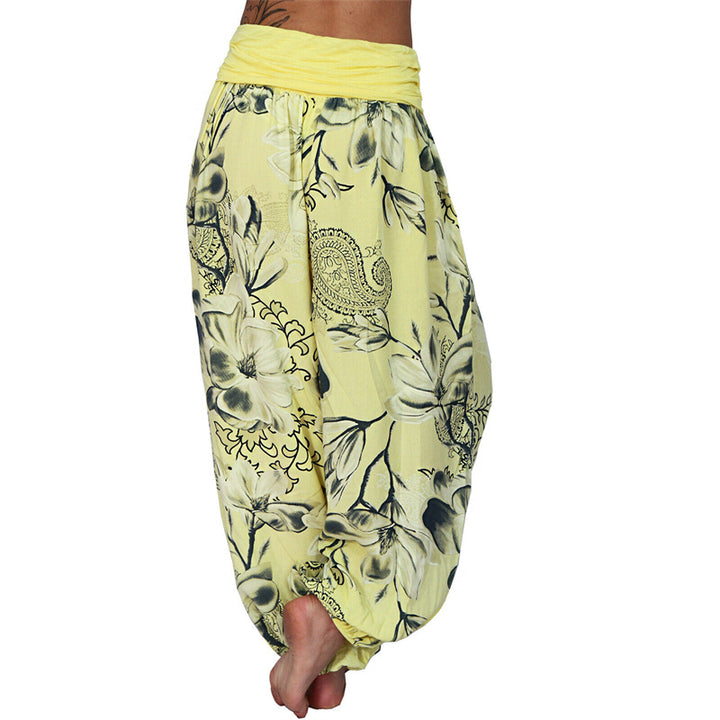 Buddha Stonesと花の葉柄のゆったりハーレムパンツ レディース ヨガパンツ - image 12