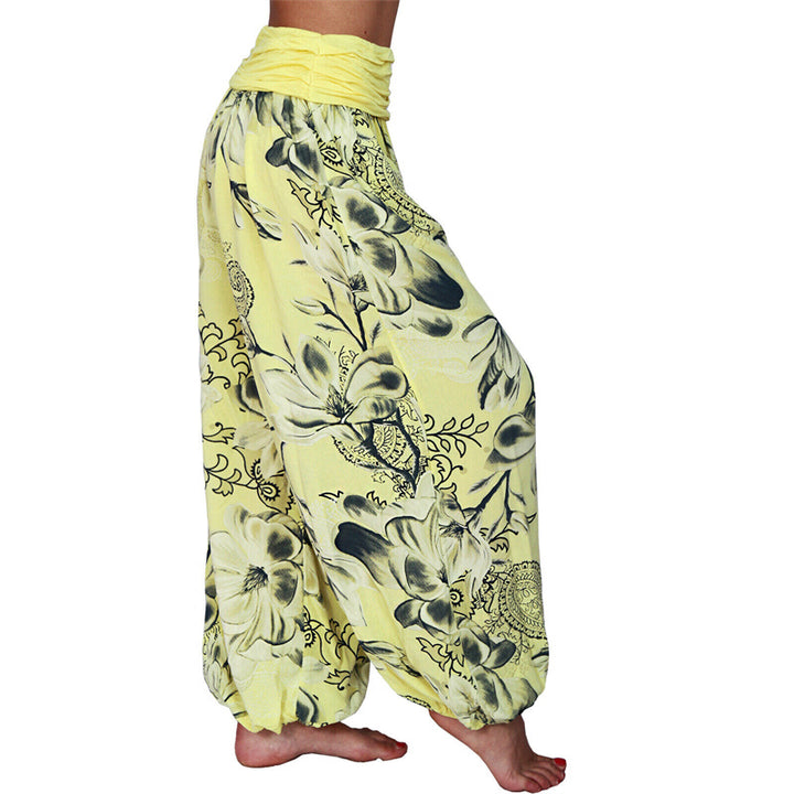 Buddha Stonesと花の葉柄のゆったりハーレムパンツ レディース ヨガパンツ - image 11