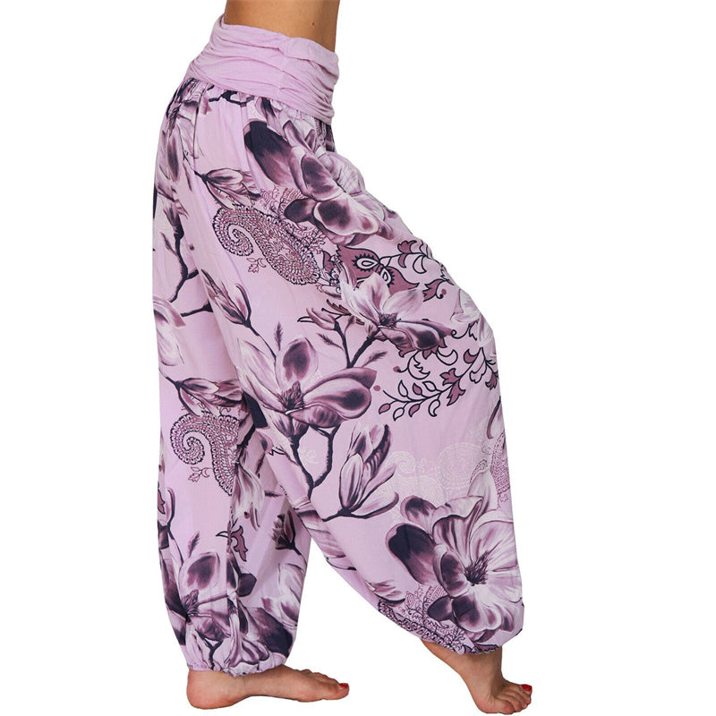 Buddha Stonesと花の葉柄のゆったりハーレムパンツ レディース ヨガパンツ - image 17
