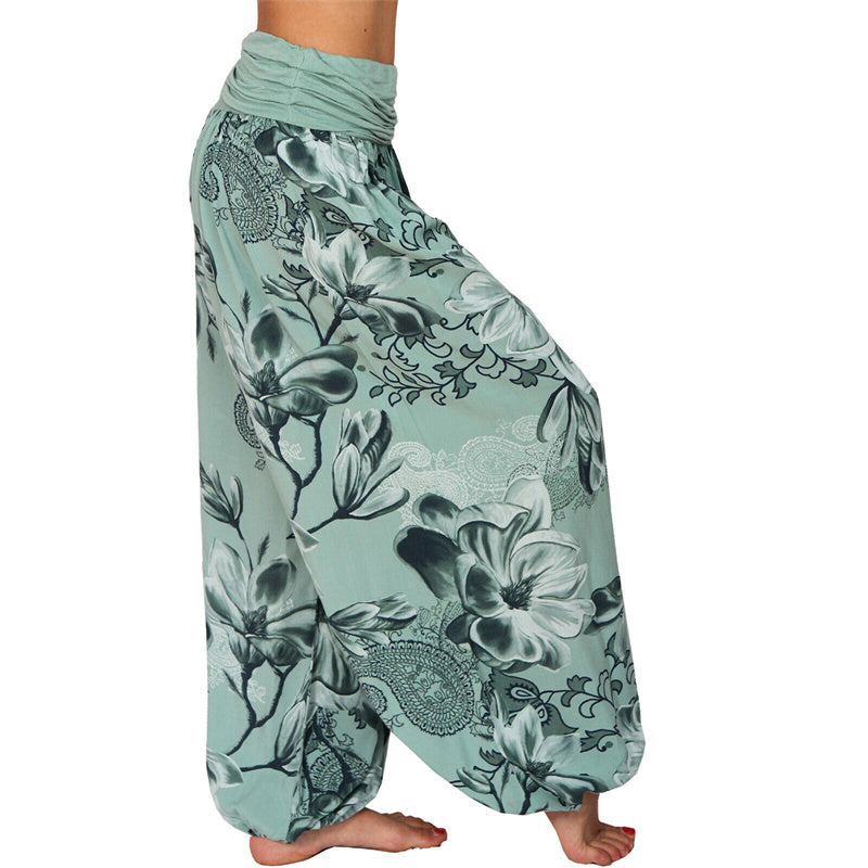 Buddha Stonesと花の葉柄のゆったりハーレムパンツ レディース ヨガパンツ - image 29