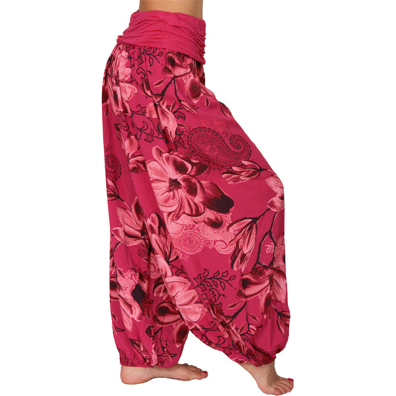 Buddha Stonesと花の葉柄のゆったりハーレムパンツ レディース ヨガパンツ - image 38