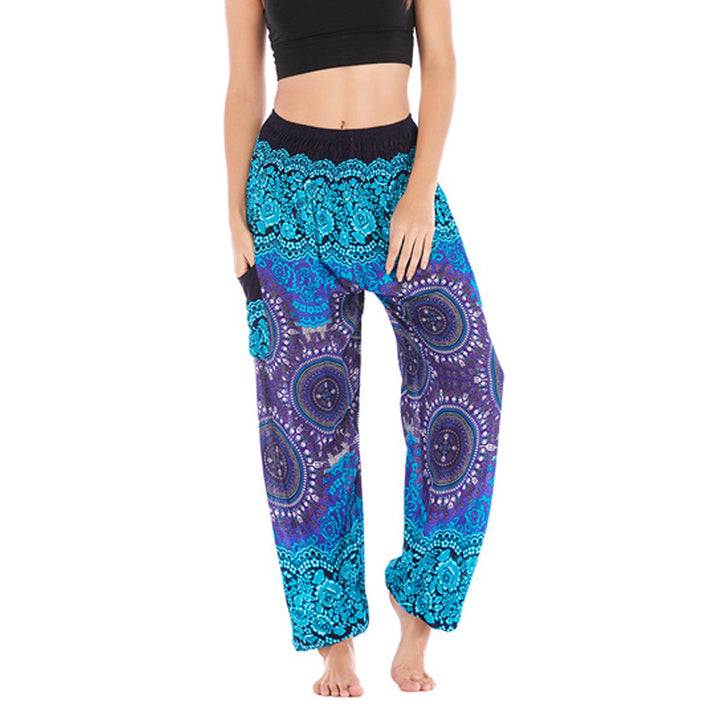 Buddha Stonesボヘミアン ルーズ ハーレムパンツ レディース ヨガパンツ - ブルー- US2-8/10、 UK/AU6-12/14、 EU34-40/42 (F) - image 13