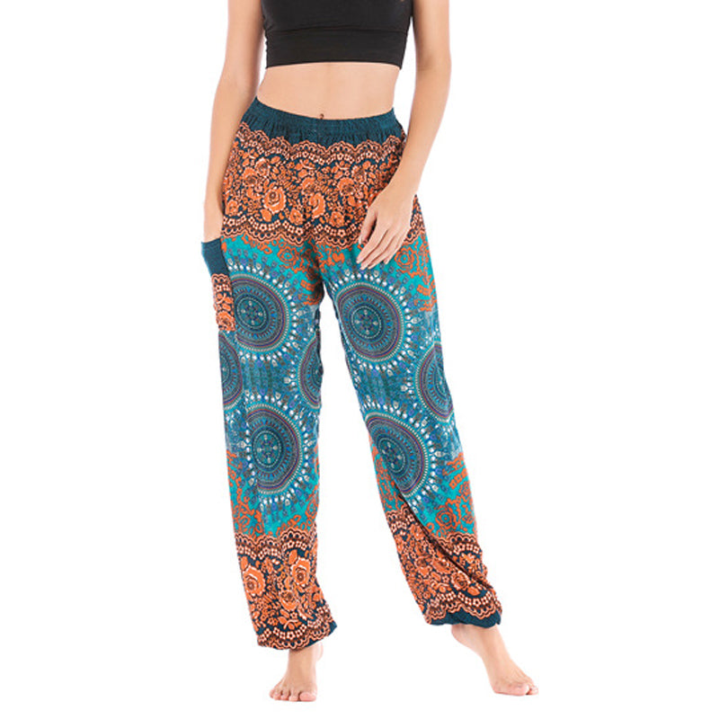 Buddha Stonesボヘミアン ルーズ ハーレムパンツ レディース ヨガパンツ - オレンジブルー- US2-8/10、 UK/AU6-12/14、 EU34-40/42 (F) - image 33