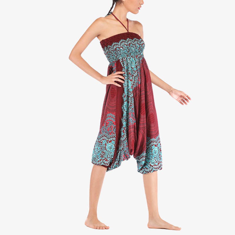 Buddha Stones2スタイル着用ラウンド幾何学模様ルーズスモックハーレムパンツジャンプスーツハイウエストレディースヨガパンツ - image 9