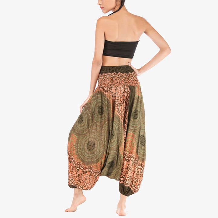 Buddha Stones2スタイル着用ラウンド幾何学模様ルーズスモックハーレムパンツジャンプスーツハイウエストレディースヨガパンツ - image 38