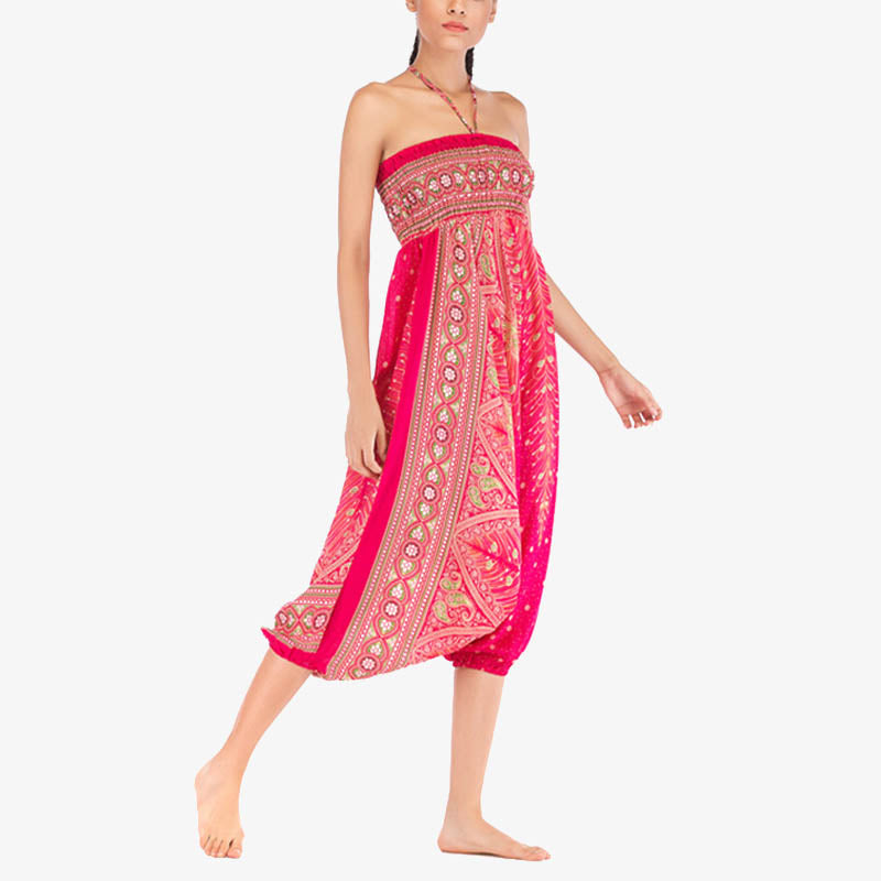 Buddha Stones2スタイル羽根飾り幾何学模様ゆったりスモックパンツジャンプスーツレディースヨガパンツ - image 16