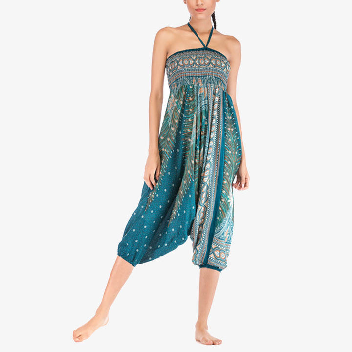 Buddha Stones2スタイル羽根飾り幾何学模様ゆったりスモックパンツジャンプスーツレディースヨガパンツ - image 33