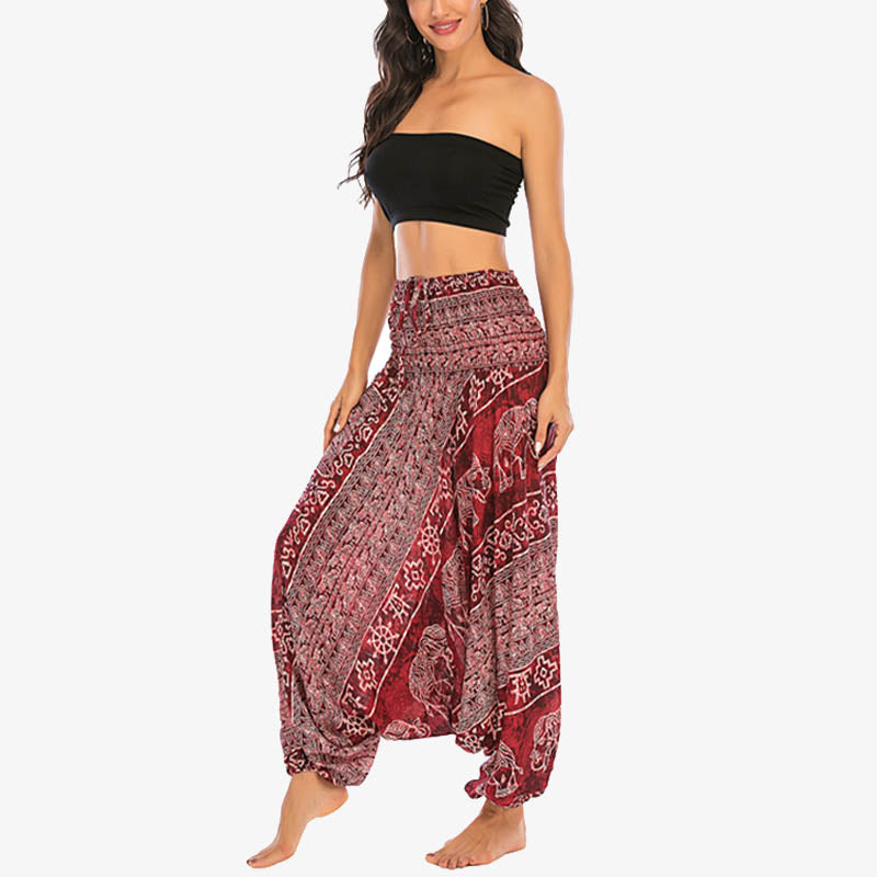 Buddha Stones2スタイルウェア エレファント柄 ゆったりスモック ハーレムパンツ ジャンプスーツ レディース ヨガパンツ - image 3