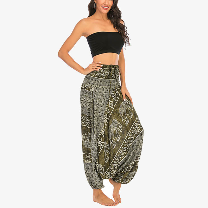 Buddha Stones2スタイルウェア エレファント柄 ゆったりスモック ハーレムパンツ ジャンプスーツ レディース ヨガパンツ - image 14