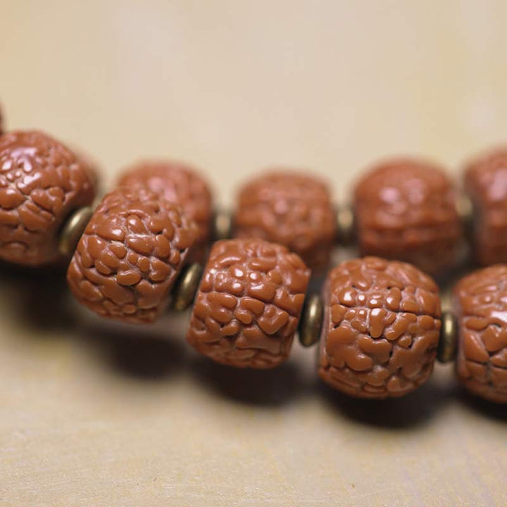 Buddha Stones108Malaルドラークシャ ビーズ 菩提樹 シード ビーズ 幸運 縁起 タッセル ブレスレット