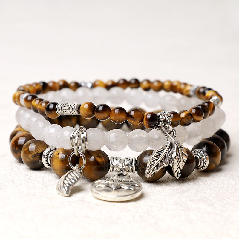 Buddha Stones3個入り 天然水晶ビーズ ヒーリングエネルギー ロータスブレスレット - タイガーアイ - image 26