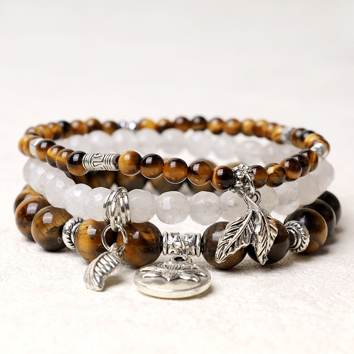 Buddha Stones3個入り 天然水晶ビーズ ヒーリングエネルギー ロータスブレスレット - タイガーアイ - image 26