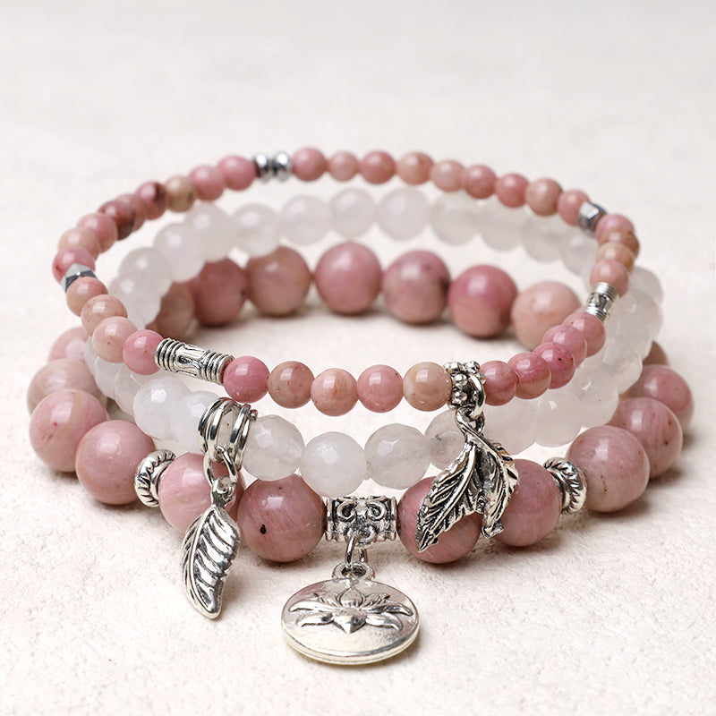 Buddha Stones3個入り 天然水晶ビーズ ヒーリングエネルギー ロータスブレスレット - ローズクォーツ - image 13