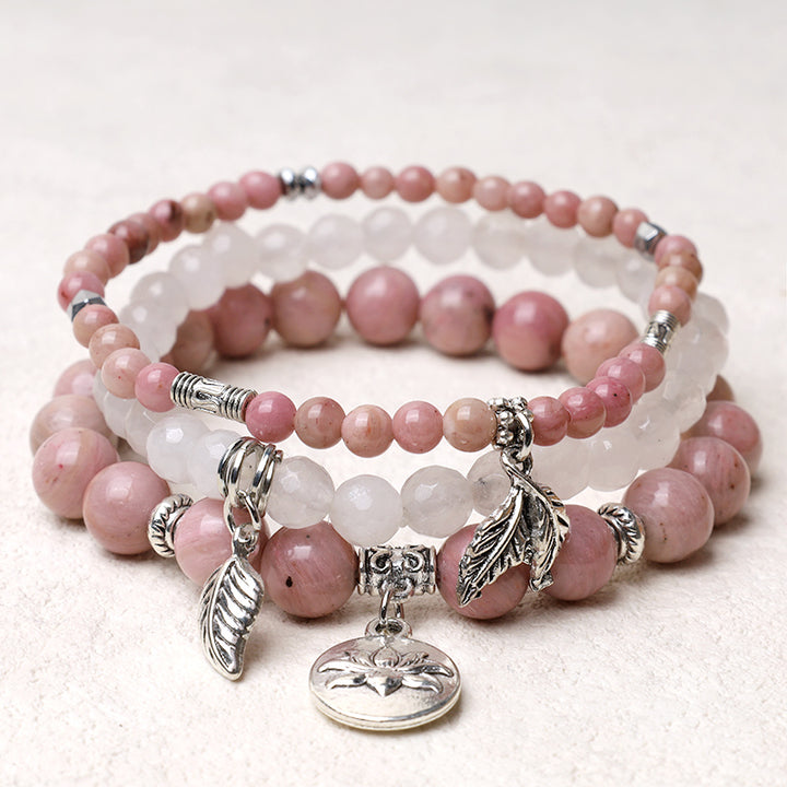 Buddha Stones3個入り 天然水晶ビーズ ヒーリングエネルギー ロータスブレスレット - ローズクォーツ - image 13