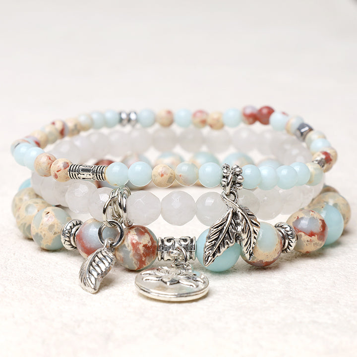 Buddha Stones3個入り 天然水晶ビーズ ヒーリングエネルギー ロータスブレスレット - 海底ジャスパー - image 30