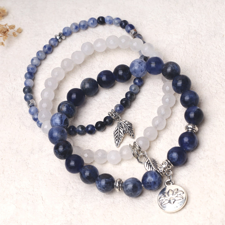 Buddha Stones3個入り 天然水晶ビーズ ヒーリングエネルギー ロータスブレスレット - ブルーアベンチュリン - image 23