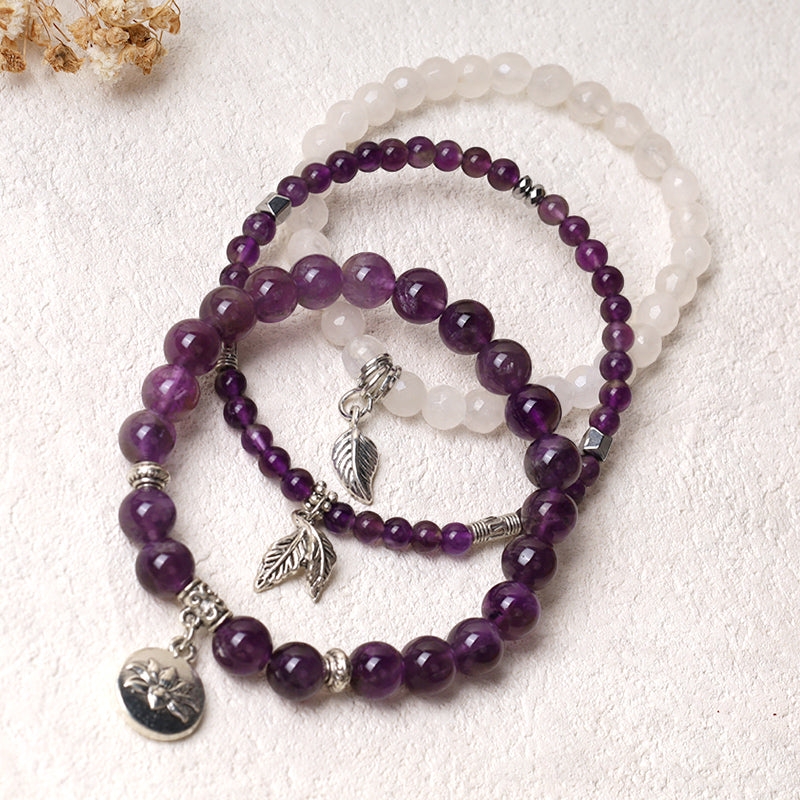 Buddha Stones3個入り 天然水晶ビーズ ヒーリングエネルギー ロータスブレスレット - image 3
