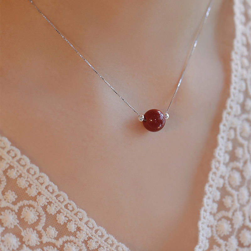 Buddha Stones925スターリングシルバー シナバービーズ 穏やかな祝福のネックレスペンダント
