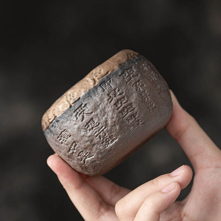 Buddha Stones般若心経彫刻入り陶器ティーカップ カンフーティーカップ 130ml