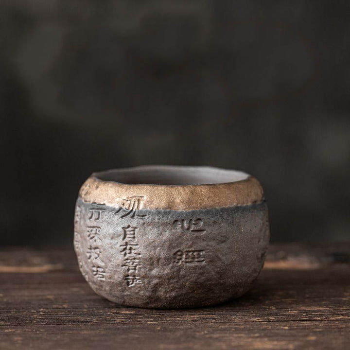 Buddha Stones般若心経彫刻入り陶器ティーカップ カンフーティーカップ 130ml