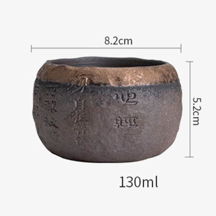 Buddha Stones般若心経彫刻入り陶器ティーカップ カンフーティーカップ 130ml