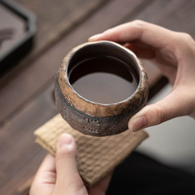 Buddha Stones般若心経彫刻入り陶器ティーカップ カンフーティーカップ 130ml