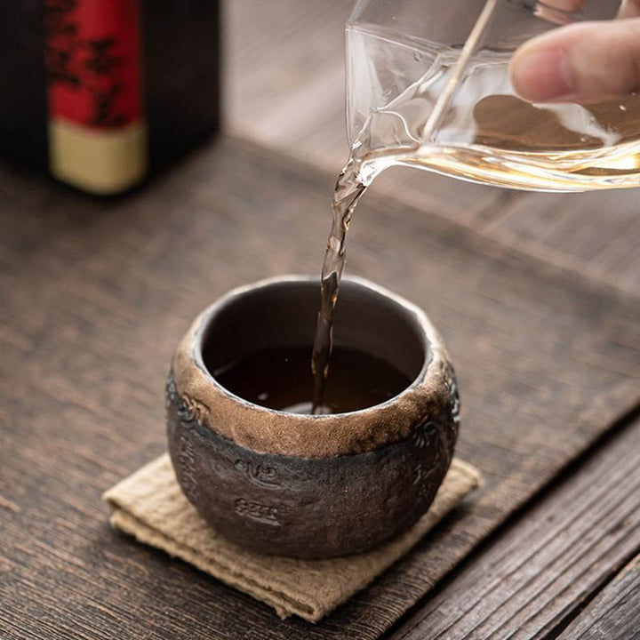Buddha Stones般若心経彫刻入り陶器ティーカップ カンフーティーカップ 130ml