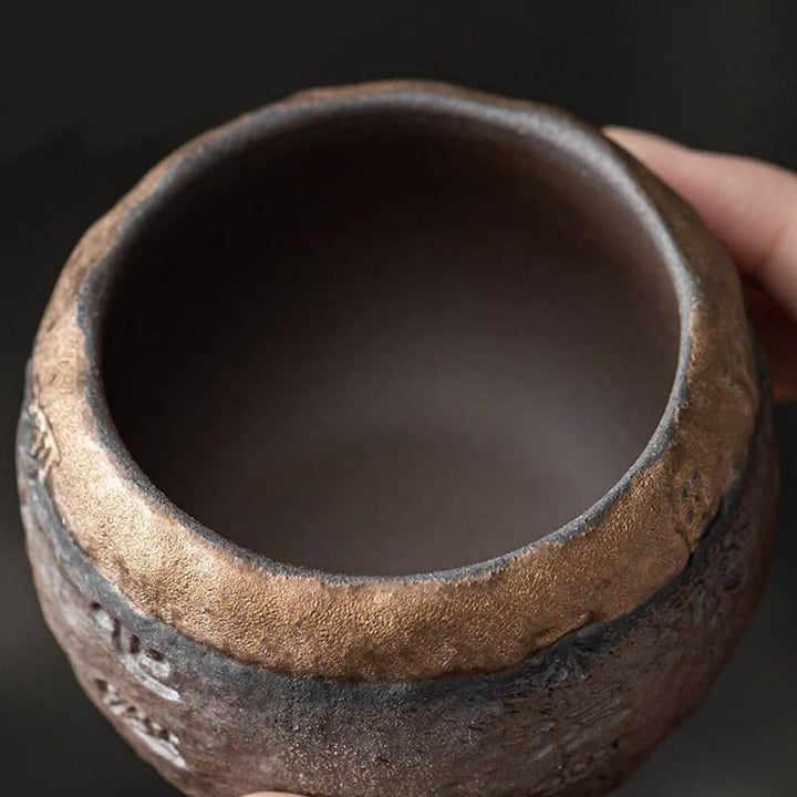 Buddha Stones般若心経彫刻入り陶器ティーカップ カンフーティーカップ 130ml