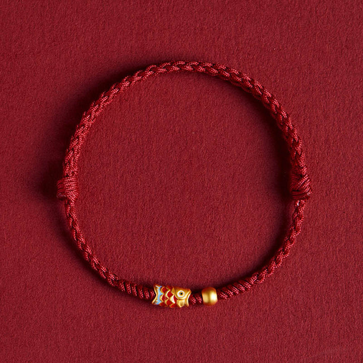 Buddha Stones925 スターリングシルバー ハンドメイド 鯉 富と成功 編み込み ロープ ブレスレット