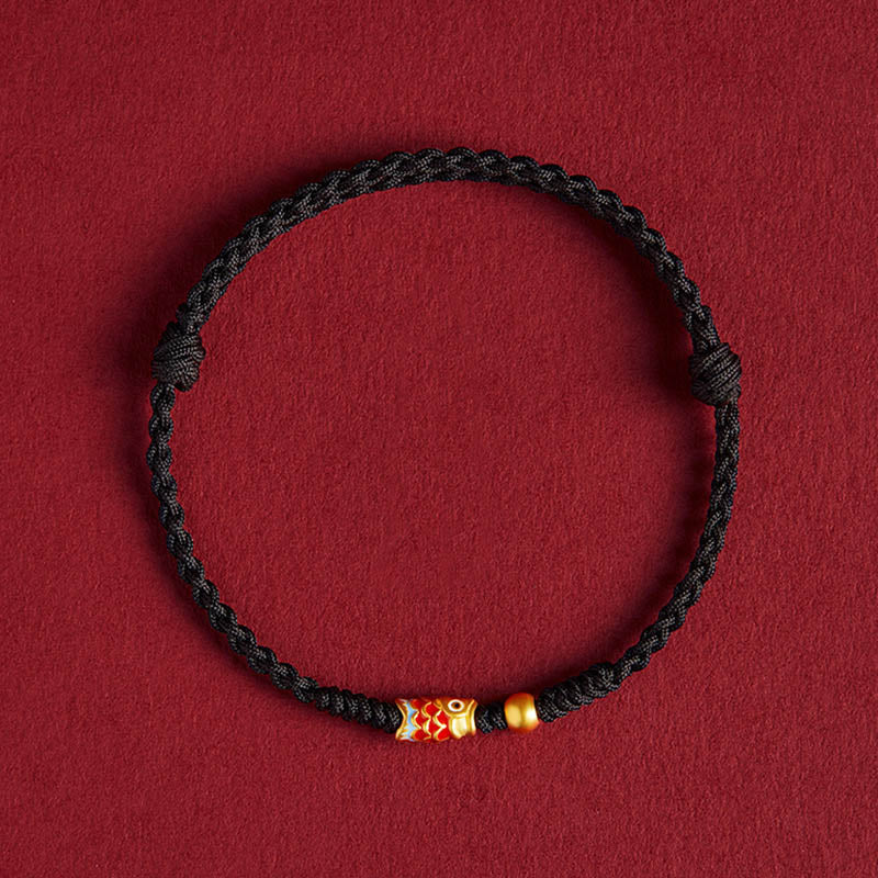Buddha Stones925 スターリングシルバー ハンドメイド 鯉 富と成功 編み込み ロープ ブレスレット