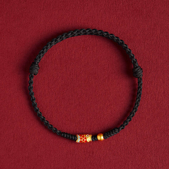 Buddha Stones925 スターリングシルバー ハンドメイド 鯉 富と成功 編み込み ロープ ブレスレット