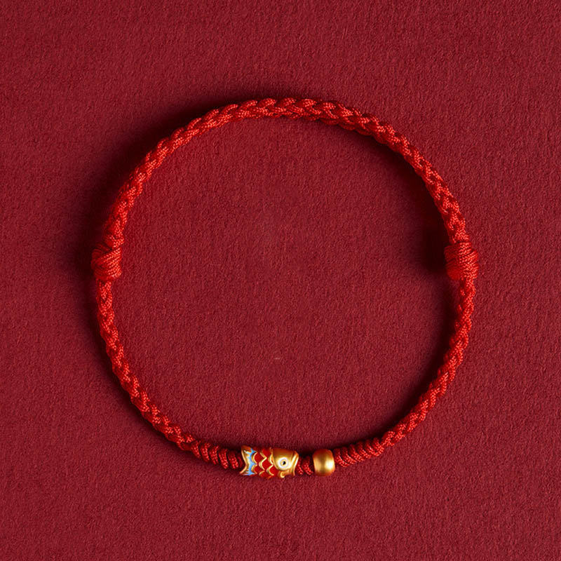 Buddha Stones925 スターリングシルバー ハンドメイド 鯉 富と成功 編み込み ロープ ブレスレット
