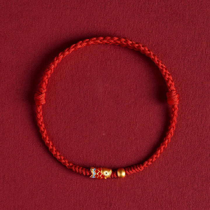 Buddha Stones925 スターリングシルバー ハンドメイド 鯉 富と成功 編み込み ロープ ブレスレット
