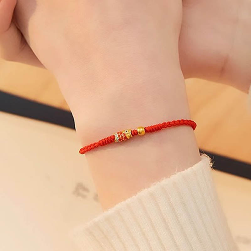 Buddha Stones925 スターリングシルバー ハンドメイド 鯉 富と成功 編み込み ロープ ブレスレット