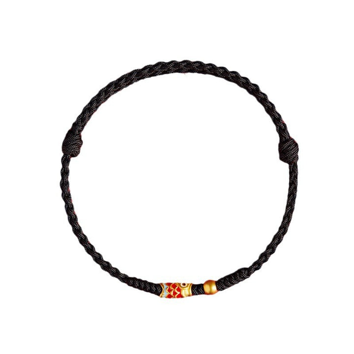 Buddha Stones925 スターリングシルバー ハンドメイド 鯉 富と成功 編み込み ロープ ブレスレット