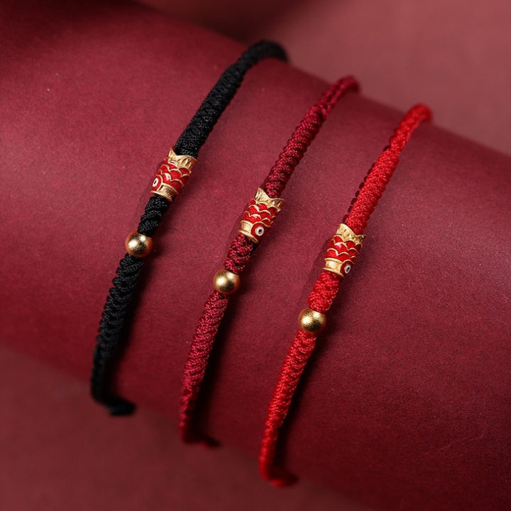 Buddha Stones925 スターリングシルバー ハンドメイド 鯉 富と成功 編み込み ロープ ブレスレット