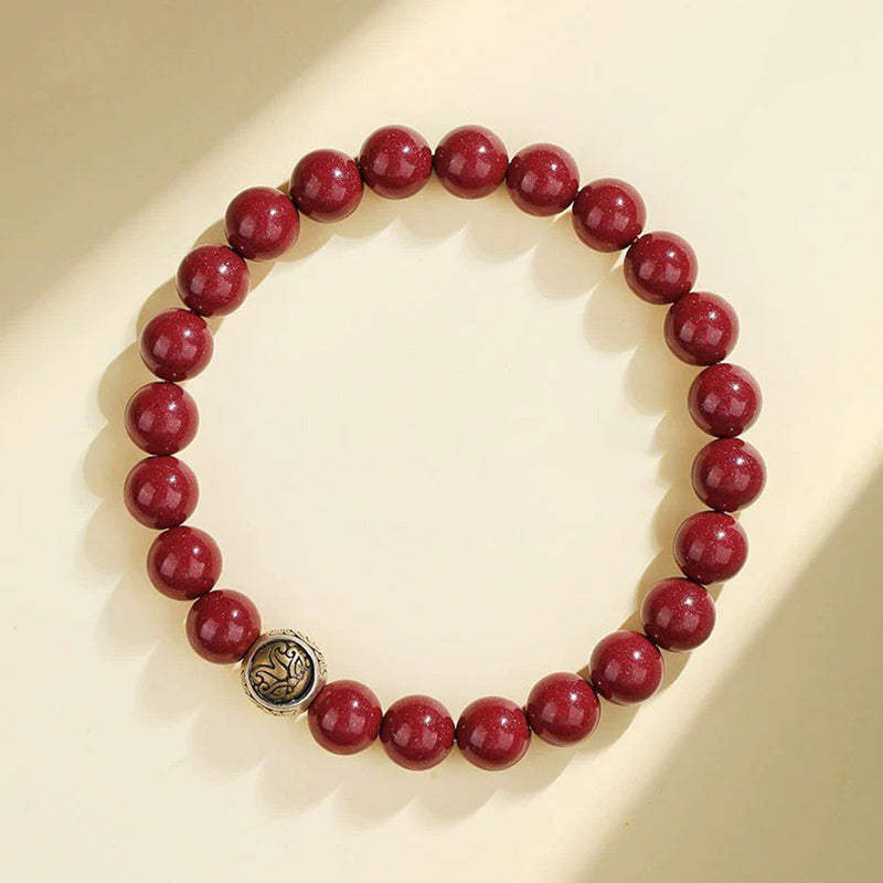 Buddha Stones925 スターリングシルバー 天然辰砂 四獣の祝福ブレスレット