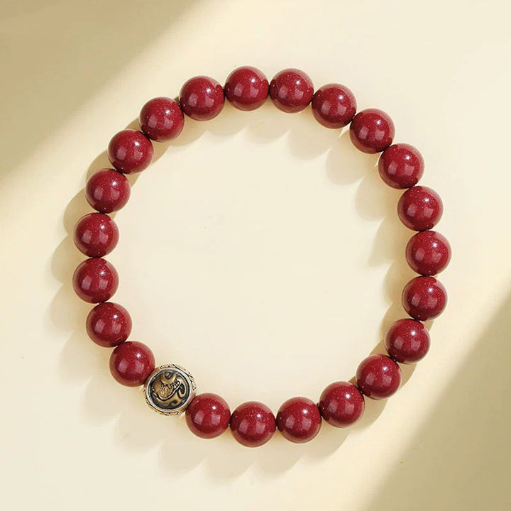 Buddha Stones925 スターリングシルバー 天然辰砂 四獣の祝福ブレスレット