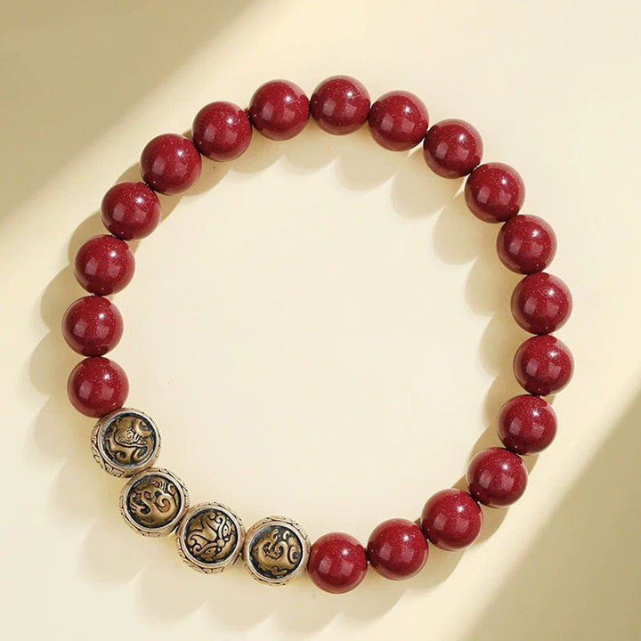 Buddha Stones925 スターリングシルバー 天然辰砂 四獣の祝福ブレスレット