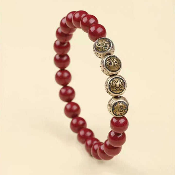 Buddha Stones925 スターリングシルバー 天然辰砂 四獣の祝福ブレスレット
